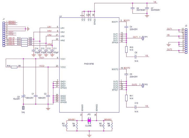 Schaltplan - STMicroelectronics EVALPWD13F60 Evaluationsboard